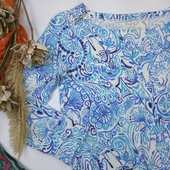 Lilly Pulitzer Blue and White Swirl Dress Sz Small - Picture 7 of 9